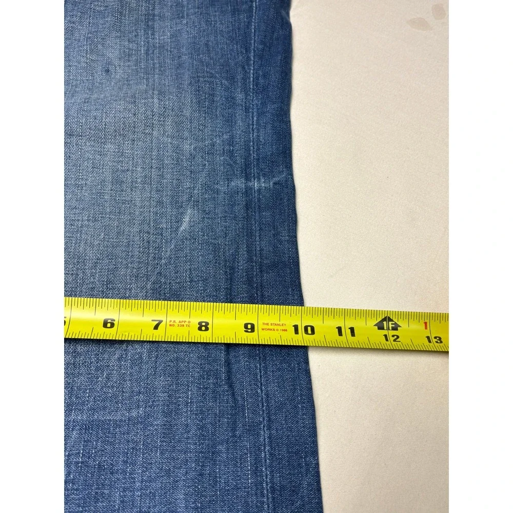 True Religion Straight Flap Natural Super QT Blue Jeans Mens 42X33 Thick Stitch